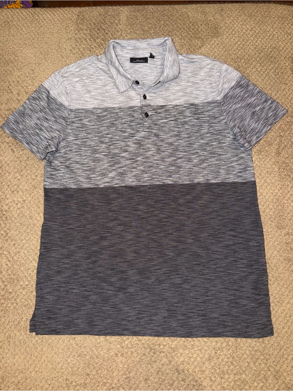 Marc Anthony Men's Heathered Gray Gradient Cotton Blend Short Sleeve Polo - L